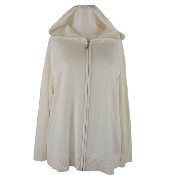 D&Co Winter White Women's Hooded Lightweight Jacket 1X - Picture 1 of 4